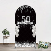 Lofaris Silver Glitter Balloon 50 Birthday Arch Backdrop
